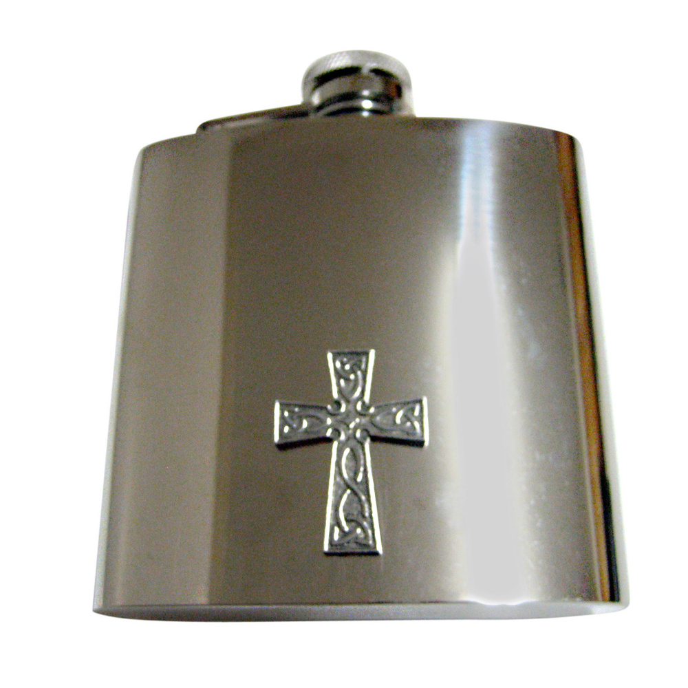 Celtic Design Large Cross 6oz Flask - image 1